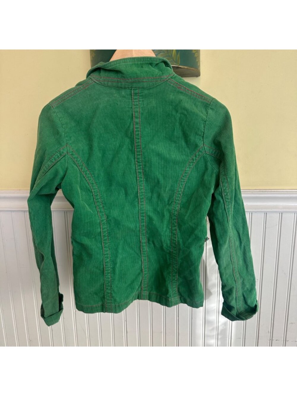 Cars Jeans Womens Green Corduroy Blazer Jacket With Pink Stitching Size S - Picture 3 of 7